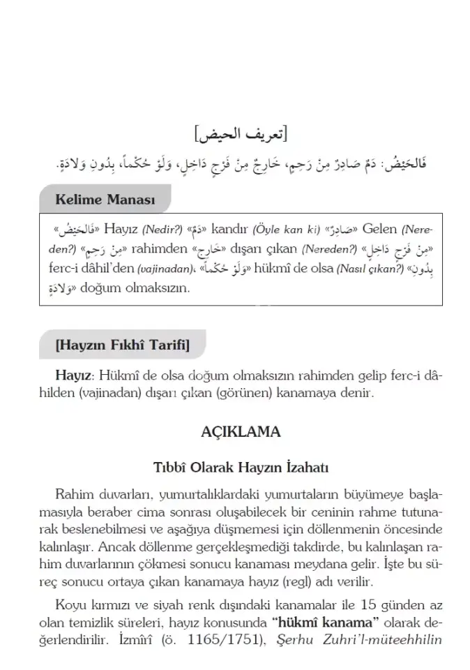 Hayız İlmihali Zührul Müteehhilin Tercümesi