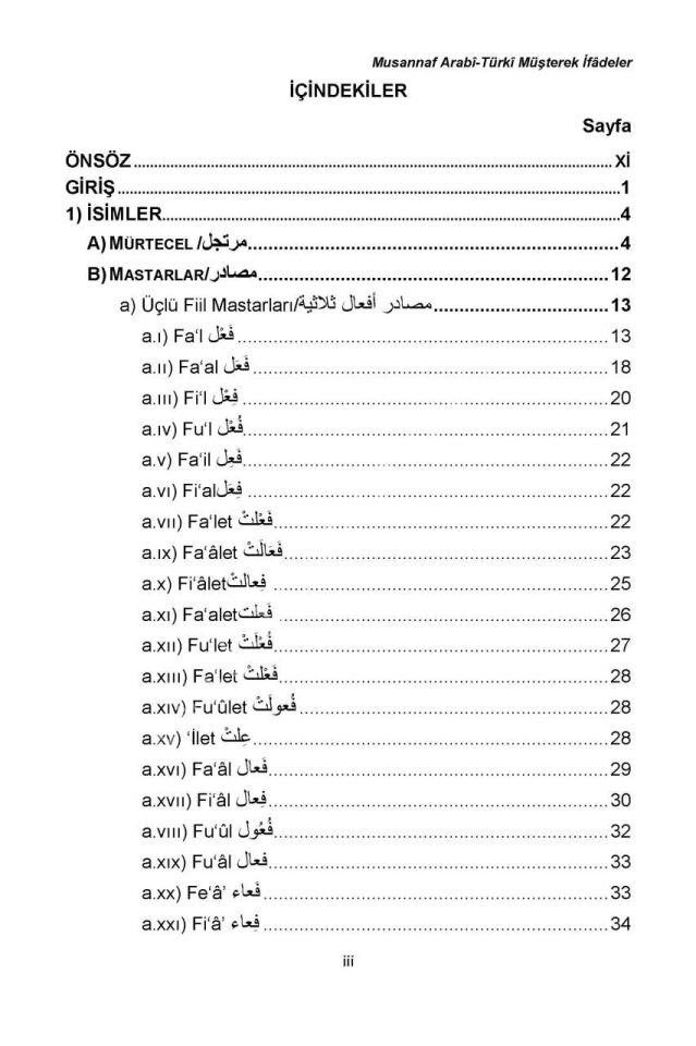 Musannaf Arabi-Türki Müşterek İfadeler