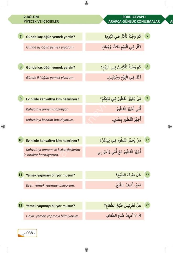 Soru Cevaplı Arapça Günlük Konuşmalar