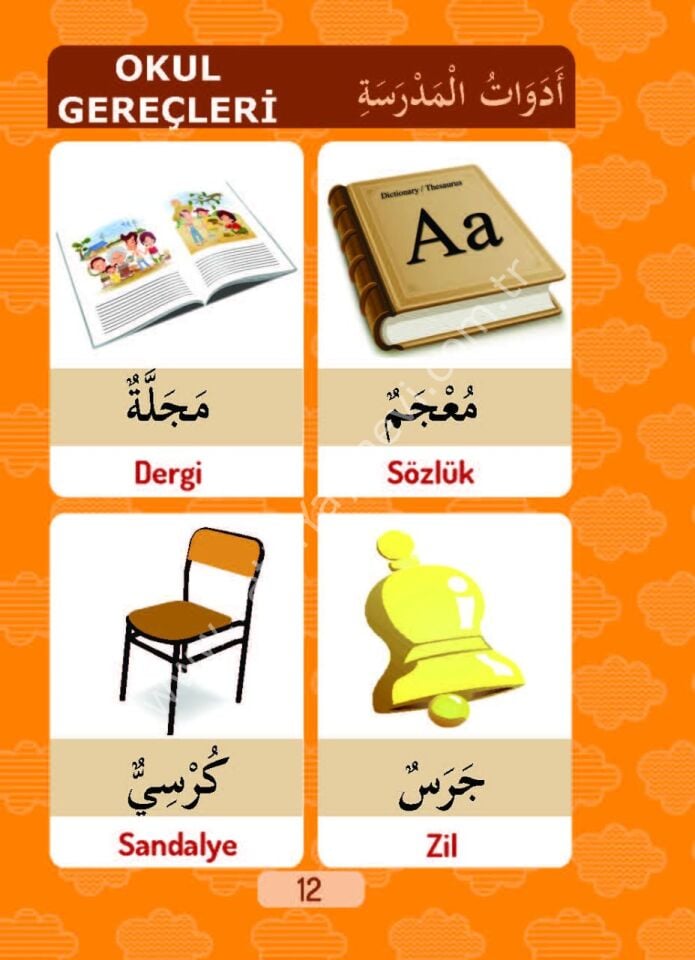 7.Sınıf Arapça Kelime Kartelası