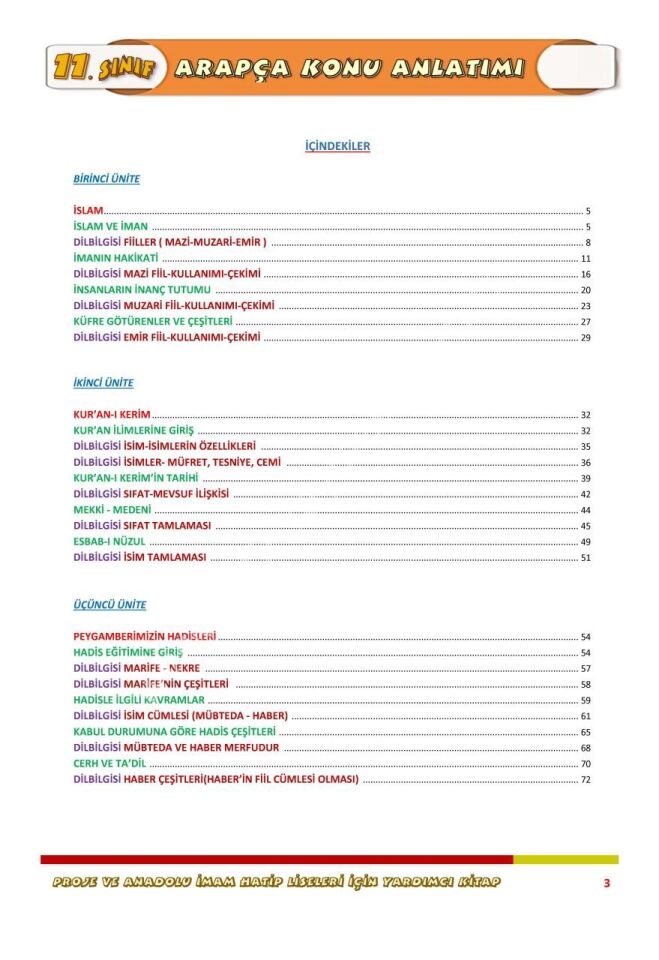 11.Sınıf Arapça Konu Anlatımı