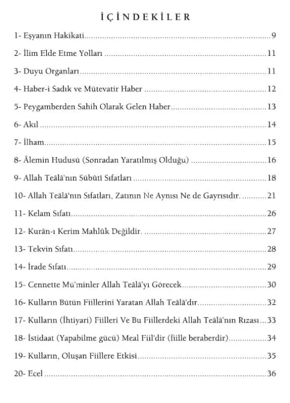 Ömer Nesefi Akaidi Kelime Anlamlı Heyet