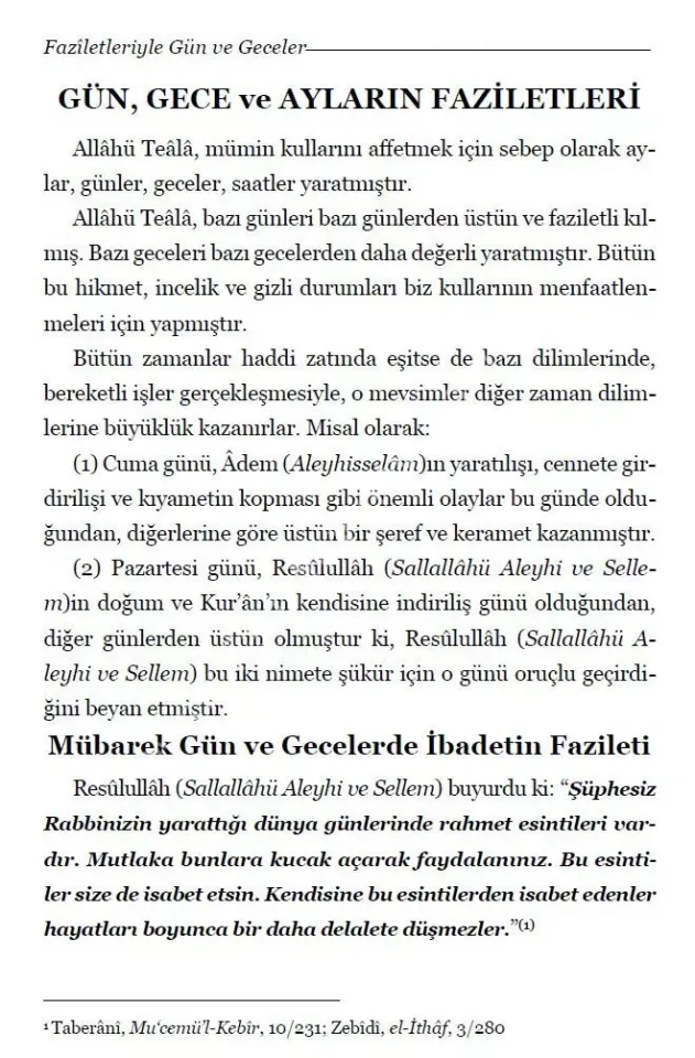 Faziletleriyle Gün ve Geceler İlaveli Baskı