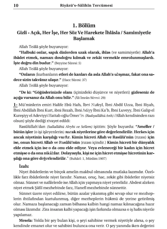 Riyazüs Salihin Tercümesi Karton Kapak