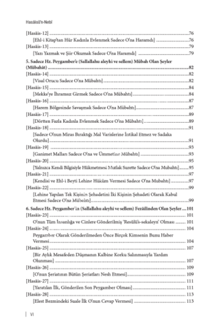 Hasaisün Nebi Hz. Peygamber'e Özgü Hususlar