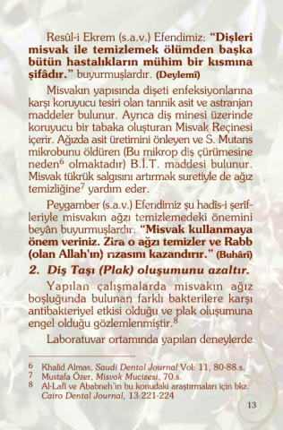 Sağlıklı Yaşam Için Vazgeçilmeyecek Iki Sünnet Misvak Ve Hacamat (CEP BOY)