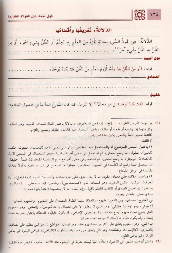 Haşiye Kavl'i Ahmed Ala'l Fevaidi'l-Fenariyye Şerh er-Risaleti'l-Esiriyye / حاشية قول أحمد على الفوائد الفنارية شرح الرسالة الأثيرية